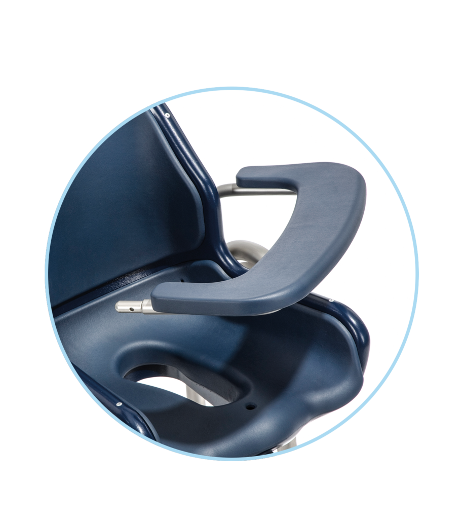 Blue customisable shower and commode chair Schuchmann