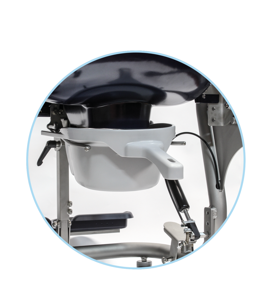 Blue customisable shower and commode chair Schuchmann
